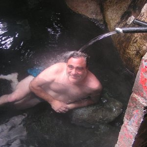 Pat Anderson takes the waters at Bishop Bay Hot Springs 6-15-06