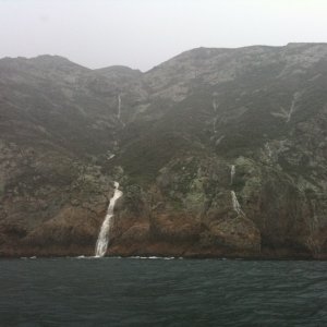 Santa Cruz Island water falls during storm