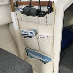 Media 'Bulkhead Organizer' in album 'Rogers Marine made a custom bracket with a welded post for this PA/Fog Hailer to fit inside the Seaview Mount'