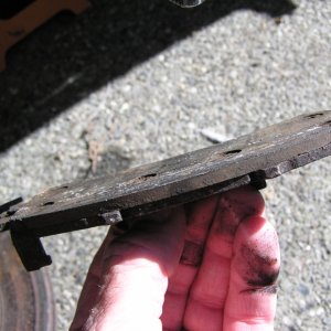 Media 'Same pad; nearly down to the rivets.  With the rust, it was just a matter of time until it began grinding.' in album 'Brakes need replacing.'