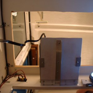 Bottom view of DVD player mount.