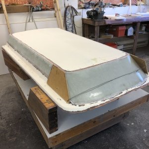 Masonite forms in place for laying up the corner gaps.