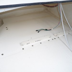 3. Port side of cockpit, ahead of the fuel tank. The holes have now been filled with "System Three" Cold Cure epoxy. I used a syringe to fill the bottom of the hole first, and work the air to the top and out.
