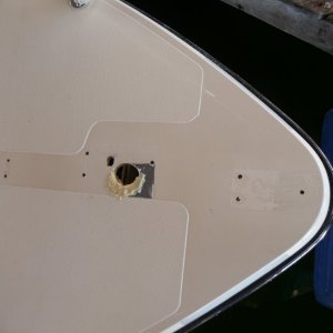 Media 'Forward Deck Windless Bow Roller and Cleat Fasteners Improvements (3)' in album '1. Cockpit Floor  Fastener Improvements. All original No. 10 screws and hardware still in place before starting improvements.'
