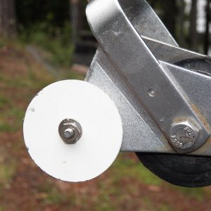 I added these little cheeks to my bow roller so that my lightweight Guardian anchor was far enough out to self launch.