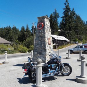 Media 'Kilometer zero of Highway 101.  Of course, if you are from the South American town of Quellon, Chile, that is kilometer zero and this is the end of the road 15,202 km away.' in album 'After Powell River, I headed for Skookumchuk Narrows and Sechelt Rapids.  This is Sechelt from inside the inlet.  A few small standing waves 30 minutes before slack.'