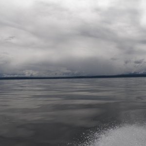This is looking from Cortes to Quadra across the Strait of Georgia.  When it's this flat, it's time to make tracks.