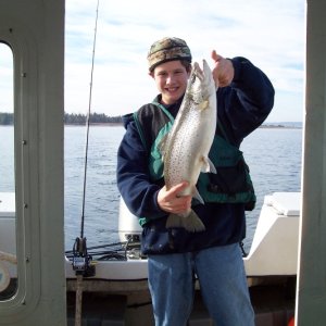 Ben Battled a beautiful brown trout.....Fine Fish! 11-23-06 A new  Thanksgiving tradition?