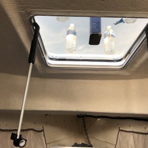 Media 'Inside view of new gasket and hatch propped open.' in album 'Never had water in cabin, then hatch leaked on the aft edge of the Lexan.  A very small separation, but enough to get a drip over time, during heavy rain.'