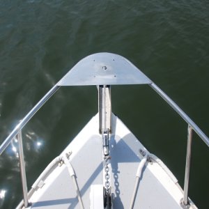 Sea Angel's searchlite SS mounting plate, top view from cabin roof.