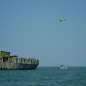 Media 'Pilot checking out the concrete boats and fishermen' in album 'Cape Charles Light'
