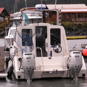 Aft steering is really handy for fishing and for manuvering around in the harbor.