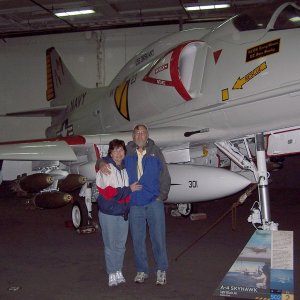 (Sneaks) Journey On skipper Boris in front of "his" aircraft on the USS Midway