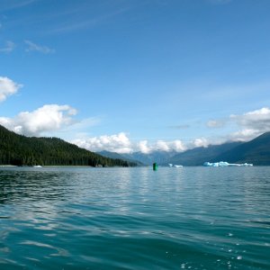 Green can at entrance to Tracy Inlet