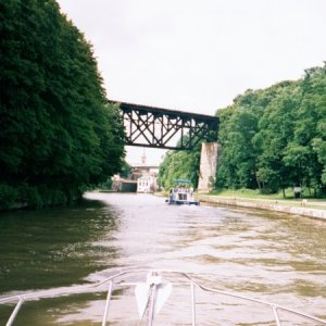 (CTYankee) Upside down railroad bridge in Lockport.