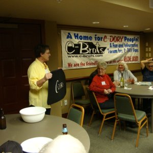 Toni raffles off the C-Dory mat