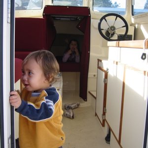 Grandson Evan inspecting Grizzly