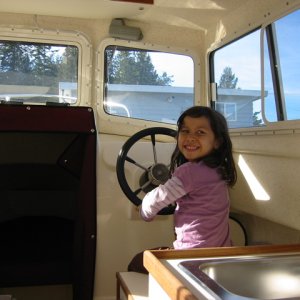Kally at the helm