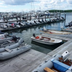 The dingy dock at F.L.Tripps marina in Westport. It does not look like there are a lot of poor people around here!