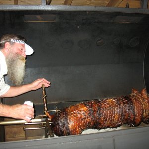 Pierre presenting the Pig!