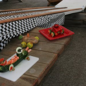 Veggie NASCAR Racers
Our Potato got smoked by a giant Cucumber!