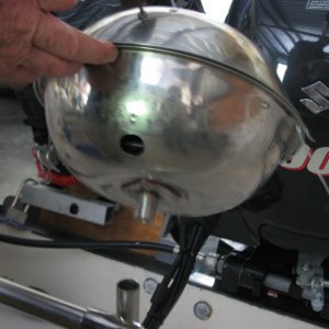 Media 'Mount salvaged from wreck, down island.' in album 'Made from two 10 1/2" SS mixing bowls.  Flea market, $4.00/each.'