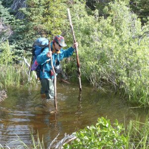 Wading Creek to get to Llewellyn Glacier Hike