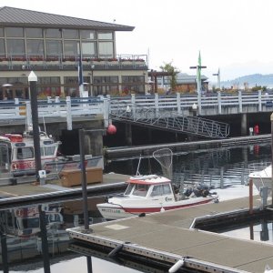 2014-08-02 Angler 16 at Edmonds Marina.  Up until a couple of years ago, this Angler had been moored here and used regularly for years! Owner has since bought a newer and bigger boat, still moored in this same spot.