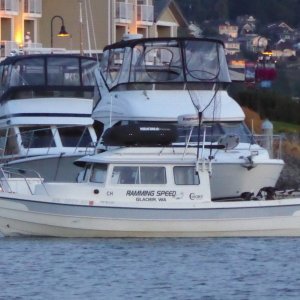 August 19, 2017 - 22 Cruiser returning to Squalicum Harbor after a day of fishing. A younger couple who mentioned they also have friends with a C-dory.
