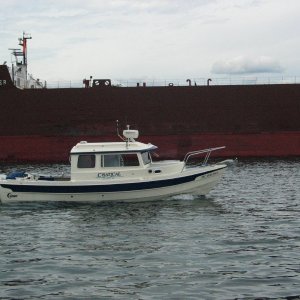 Media 'The James R. Barker is approximately 50 times longer than the C-Batical. (Photo by Mark/Not-For-Hire)' in album 'C-Batical arriving at Kemp Marina, Sault Sainte Marie, MI. (Photo by Mark/Not-For-Hire)'