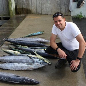 Mark Mckee with some wahoo and Mahi Mahi Hatteras N.C. Oct 1st 2012