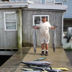 my son Nate with a couple of wahoo from the gulf stream aboard the Sea Creature Oct.1st 2012