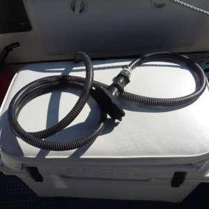 I had our thru hull glassed in and still wanted to use our raw water wash down system. I just attached this hose with screened pickup fitting to the raw water wash down pump. This can be used as an extra bilge pump or to pump out a dinghy and still have raw water wash down