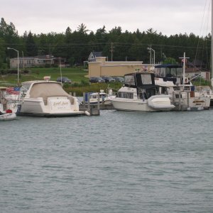 C-Batical docked with the "big boys" at Detour Marina, MI