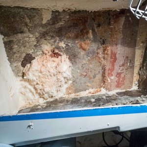 Media 'And another blob of this stuff was on the starboard side! It easily peeled off the fiberglass hull .' in album 'My boat had no inspection hole and no obvious hole of any kind where foam could have been injected. I decided to drill an inspection hole to see what was in there.'