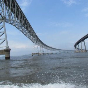 Chesapeake Bay Bridges lots of  current here. Kent Narrows off to the left of us