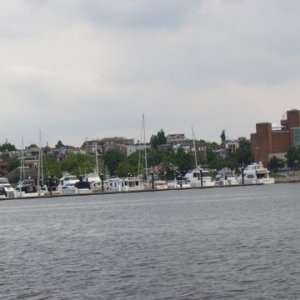 Media 'Henderson's Wharf Marina Fells point near Baltimore's Inner harbor' in album 'Our take off point Duffy's Creek Marina,on the Sassafras river 8 miles off the Cheaspeake Bay Fredricktown, Md. Excellent deep water launch ramp,fee 12 dollars, rig parking 6.00 dollars per day, trancient slip 1.75 per foot. all amenities including pool launch, showers fuel dock with gas and diesel. If you look carefully you can see a 22 C-Dory Cruiser Salt-C  just to the rear and left of the launch ramp area.'