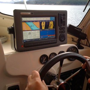 Media 'View of Raymarine c90w chartplotter' in album 'First check ride'