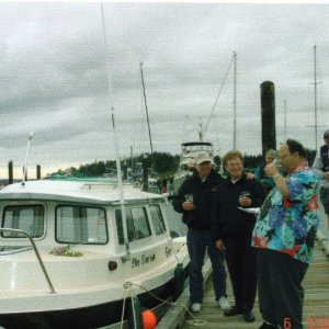 Media '{R/J}: Rev. Jim christening PLAY TIME with owners John & Adie.' in album '{R/J} Catch of the day!
Jack & his fish with dad Jeff Messmer
(FaCDORY Guys).'