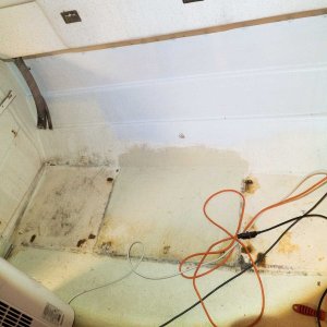 Media 'Dining area with water tank and cabinets removed.' in album 'Helm area w/cabinets removed.'