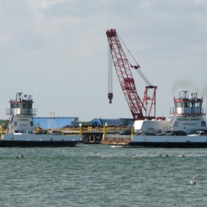 Ferries bringing cars onto the island