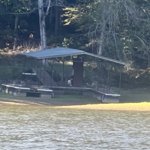 Dock grounded during winter pool