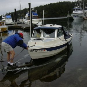 Loading her onto the trailer...