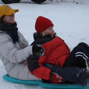 sled ride to the lake