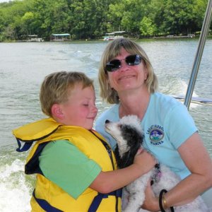 Tennison, Cathy and Panda the boat puppy