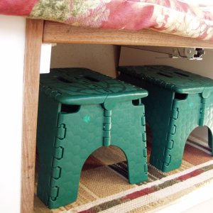 Folding Foot Rests Stored Under Table (Note: Barrel Bolt on Left)