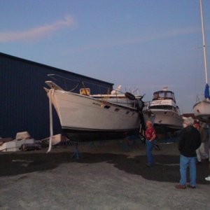 Media 'Longer view.' in album 'This is the lead boat, Captain Impatient. When it hit the rock, it bent the strut and chewed up the prop.'