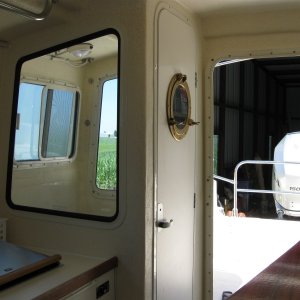 Looking aft through head windows.
