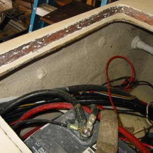 grinding out gelcoat on starboard lazarette