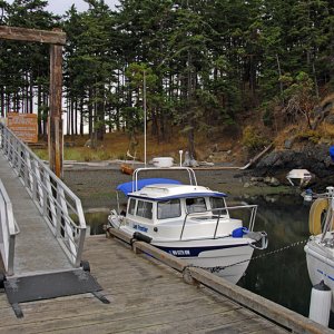 4554 C-Dory tied to the James Island float